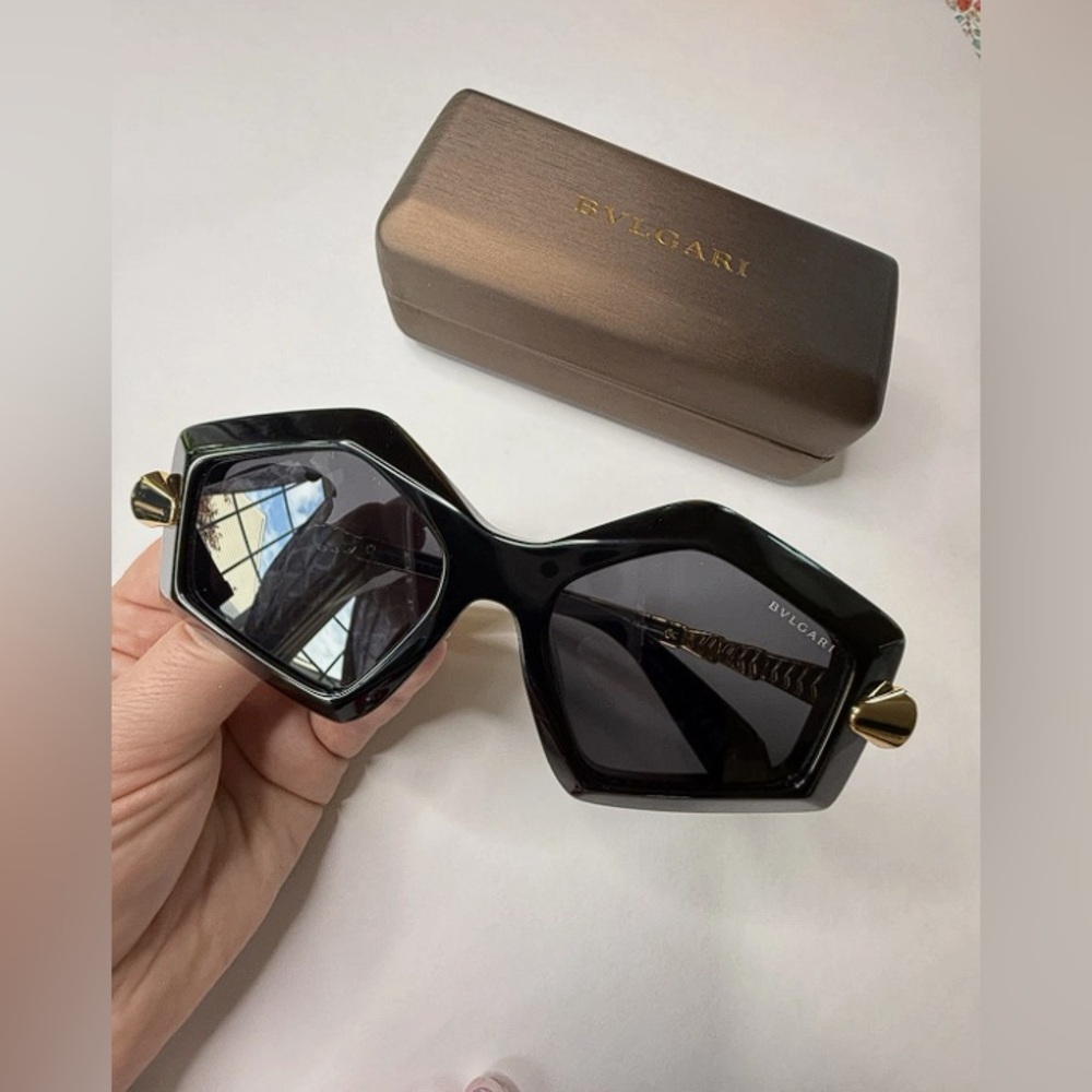 Women's BVLGARI Serpenti Viper Black and Gold Sunglasses